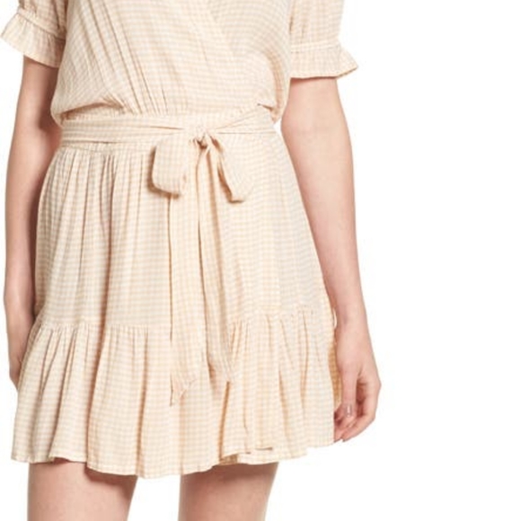 *SOLD* Faithfull the Brand Dress | Gingham Mini Liza Faux Wrap Flounce Dress - Picture 3 of 8